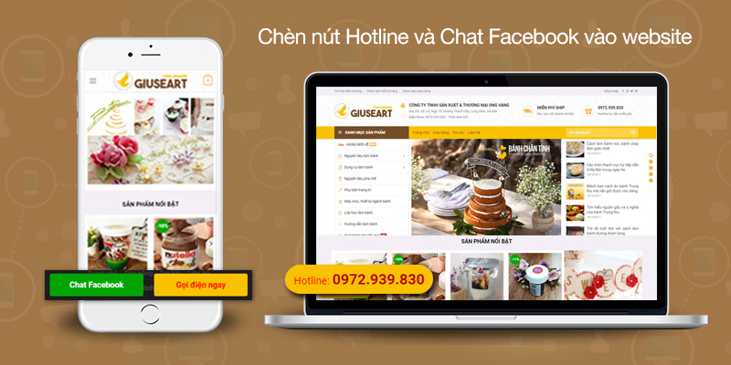 Chèn nút hotline và chat facebook vào website